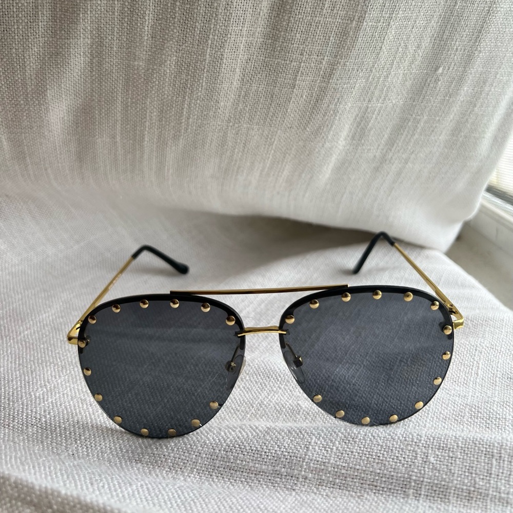 Celine Black and Gold Studded Sunglasses